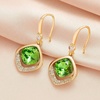 image:imageAustrian Crystal Halo Cushion Cut Square Drop Dangle Earrings for Women 14K Gold Plated Hypoallergenic Jewelry GiftsFern Green