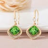 image:imageAustrian Crystal Halo Cushion Cut Square Drop Dangle Earrings for Women 14K Gold Plated Hypoallergenic Jewelry GiftsFern Green