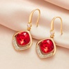 image:imageAustrian Crystal Halo Cushion Cut Square Drop Dangle Earrings for Women 14K Gold Plated Hypoallergenic Jewelry GiftsRed
