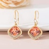 image:imageAustrian Crystal Halo Cushion Cut Square Drop Dangle Earrings for Women 14K Gold Plated Hypoallergenic Jewelry GiftsRose Pink