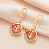 image:imageAustrian Crystal Halo Cushion Cut Square Drop Dangle Earrings for Women 14K Gold Plated Hypoallergenic Jewelry GiftsRose Pink