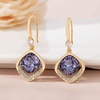 image:imageAustrian Crystal Halo Cushion Cut Square Drop Dangle Earrings for Women 14K Gold Plated Hypoallergenic Jewelry GiftsTanzanite