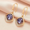 image:imageAustrian Crystal Halo Cushion Cut Square Drop Dangle Earrings for Women 14K Gold Plated Hypoallergenic Jewelry GiftsTanzanite