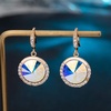 image:imageAustrian Crystal Halo Round Drop Dangle Earrings for Women 14K Gold Plated Hypoallergenic JewelryAurora Borealis