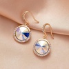 image:imageAustrian Crystal Halo Round Drop Dangle Earrings for Women 14K Gold Plated Hypoallergenic JewelryAurora Borealis
