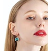 image:imageAustrian Crystal Halo Round Drop Dangle Earrings for Women 14K Gold Plated Hypoallergenic JewelryAurora Green