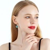 image:imageAustrian Crystal Halo Round Drop Dangle Earrings for Women 14K Gold Plated Hypoallergenic JewelryAurora Green