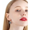 image:imageAustrian Crystal Halo Round Drop Dangle Earrings for Women 14K Gold Plated Hypoallergenic JewelryBlack
