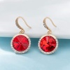 image:imageAustrian Crystal Halo Round Drop Dangle Earrings for Women 14K Gold Plated Hypoallergenic JewelryRed
