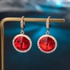 image:imageAustrian Crystal Halo Round Drop Dangle Earrings for Women 14K Gold Plated Hypoallergenic JewelryRed