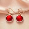 image:imageAustrian Crystal Halo Round Drop Dangle Earrings for Women 14K Gold Plated Hypoallergenic JewelryRed