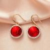image:imageAustrian Crystal Halo Round Drop Dangle Earrings for Women 14K Gold Plated Hypoallergenic JewelryRed