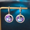 image:imageAustrian Crystal Halo Round Drop Dangle Earrings for Women 14K Gold Plated Hypoallergenic JewelryVitrail Light