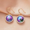 image:imageAustrian Crystal Halo Round Drop Dangle Earrings for Women 14K Gold Plated Hypoallergenic JewelryVitrail Light