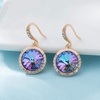 image:imageAustrian Crystal Halo Round Drop Dangle Earrings for Women 14K Gold Plated Hypoallergenic JewelryVitrail Light
