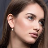 image:imageAustrian Crystal Halo Round Drop Dangle Earrings for Women 14K Gold Plated Hypoallergenic JewelryWhite