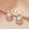 image:imageAustrian Crystal Halo Round Drop Dangle Earrings for Women 14K Gold Plated Hypoallergenic JewelryWhite