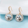 image:imageAustrian Crystal Halo Round Drop Dangle Earrings for Women 14K Gold Plated Hypoallergenic JewelryWhite