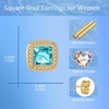 image:imageAustrian Crystal Halo Square Birthstone Stud Earrings for Women  14K gold plated brasssquare austrian crystalSparkle halo CZ gift boxbutterfly claspAquamarine