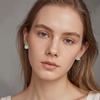 image:imageAustrian Crystal Halo Square Birthstone Stud Earrings for Women  14K gold plated brasssquare austrian crystalSparkle halo CZ gift boxbutterfly claspAquamarine