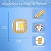 image:imageAustrian Crystal Halo Square Birthstone Stud Earrings for Women  14K gold plated brasssquare austrian crystalSparkle halo CZ gift boxbutterfly claspAurora Borealis