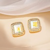 image:imageAustrian Crystal Halo Square Birthstone Stud Earrings for Women  14K gold plated brasssquare austrian crystalSparkle halo CZ gift boxbutterfly claspAurora Borealis