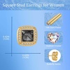 image:imageAustrian Crystal Halo Square Birthstone Stud Earrings for Women  14K gold plated brasssquare austrian crystalSparkle halo CZ gift boxbutterfly claspBlack