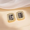 image:imageAustrian Crystal Halo Square Birthstone Stud Earrings for Women  14K gold plated brasssquare austrian crystalSparkle halo CZ gift boxbutterfly claspBlack