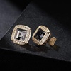 image:imageAustrian Crystal Halo Square Birthstone Stud Earrings for Women  14K gold plated brasssquare austrian crystalSparkle halo CZ gift boxbutterfly claspBlack