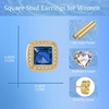image:imageAustrian Crystal Halo Square Birthstone Stud Earrings for Women  14K gold plated brasssquare austrian crystalSparkle halo CZ gift boxbutterfly claspDenim Blue