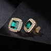 image:imageAustrian Crystal Halo Square Birthstone Stud Earrings for Women  14K gold plated brasssquare austrian crystalSparkle halo CZ gift boxbutterfly claspEmerald