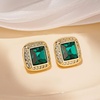 image:imageAustrian Crystal Halo Square Birthstone Stud Earrings for Women  14K gold plated brasssquare austrian crystalSparkle halo CZ gift boxbutterfly claspEmerald