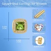 image:imageAustrian Crystal Halo Square Birthstone Stud Earrings for Women  14K gold plated brasssquare austrian crystalSparkle halo CZ gift boxbutterfly claspLight Green