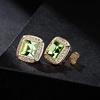 image:imageAustrian Crystal Halo Square Birthstone Stud Earrings for Women  14K gold plated brasssquare austrian crystalSparkle halo CZ gift boxbutterfly claspLight Green