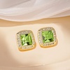 image:imageAustrian Crystal Halo Square Birthstone Stud Earrings for Women  14K gold plated brasssquare austrian crystalSparkle halo CZ gift boxbutterfly claspLight Green
