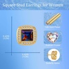 image:imageAustrian Crystal Halo Square Birthstone Stud Earrings for Women  14K gold plated brasssquare austrian crystalSparkle halo CZ gift boxbutterfly claspRainbow