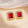 image:imageAustrian Crystal Halo Square Birthstone Stud Earrings for Women  14K gold plated brasssquare austrian crystalSparkle halo CZ gift boxbutterfly claspRuby