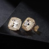 image:imageAustrian Crystal Halo Square Birthstone Stud Earrings for Women  14K gold plated brasssquare austrian crystalSparkle halo CZ gift boxbutterfly claspWhite