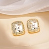 image:imageAustrian Crystal Halo Square Birthstone Stud Earrings for Women  14K gold plated brasssquare austrian crystalSparkle halo CZ gift boxbutterfly claspWhite