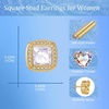 image:imageAustrian Crystal Halo Square Birthstone Stud Earrings for Women  14K gold plated brasssquare austrian crystalSparkle halo CZ gift boxbutterfly claspWhite