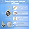 image:imageAustrian Crystal Halo Square Dangle Drop Earrings for Women  14K gold plated brasssecure leverbacksimple square designgift boxBlack