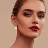 image:imageAustrian Crystal Halo Square Dangle Drop Earrings for Women  14K gold plated brasssecure leverbacksimple square designgift boxClear White