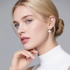 image:imageAustrian Crystal Halo Square Dangle Drop Earrings for Women  14K gold plated brasssecure leverbacksimple square designgift boxClear White