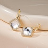 image:imageAustrian Crystal Halo Square Dangle Drop Earrings for Women  14K gold plated brasssecure leverbacksimple square designgift boxClear White