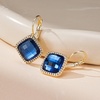image:imageAustrian Crystal Halo Square Dangle Drop Earrings for Women  14K gold plated brasssecure leverbacksimple square designgift boxDark Blue