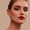 image:imageAustrian Crystal Halo Square Dangle Drop Earrings for Women  14K gold plated brasssecure leverbacksimple square designgift boxDark Blue