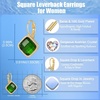 image:imageAustrian Crystal Halo Square Dangle Drop Earrings for Women  14K gold plated brasssecure leverbacksimple square designgift boxEmerald Green