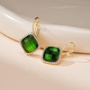 image:imageAustrian Crystal Halo Square Dangle Drop Earrings for Women  14K gold plated brasssecure leverbacksimple square designgift boxEmerald Green