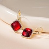 image:imageAustrian Crystal Halo Square Dangle Drop Earrings for Women  14K gold plated brasssecure leverbacksimple square designgift boxRed