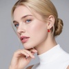 image:imageAustrian Crystal Halo Square Dangle Drop Earrings for Women  14K gold plated brasssecure leverbacksimple square designgift boxRed